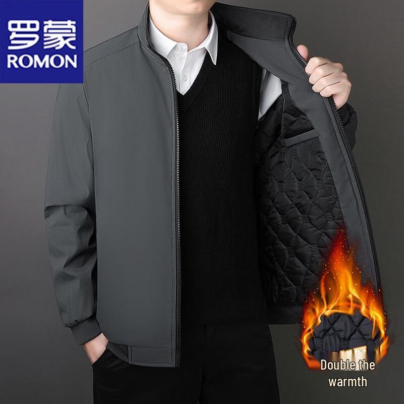 ROMON Men's Business Casual Padded Stand Collar Jacket