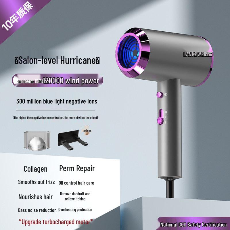 High Power Quiet Hair Dryer with Negative Ion Technology for Quick Drying, Ideal for Dorms and Men's Use