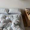 Korean Style Striped Jacquard Cotton 4-Piece Bedding Set - Fits 1.5m/1.8m Beds