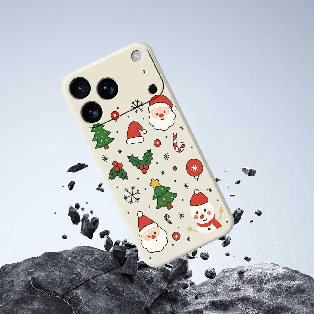 For iPhone 17 Pro Max Case Christmas Theme Pattern Printing Straight Edge TPU Phone Back Cover
