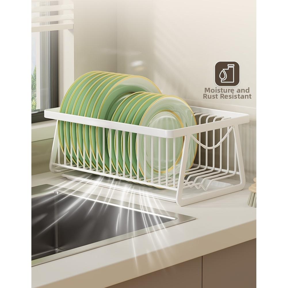 1PC Drainage Rack 33.5*23*14cm White Dish Rack With Tray Kitchen Sink Drainer Storage Organizer For Plates Kitchen Storage Parts
