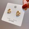 Korea Dongdaemun Temperament Retro Dumb Gold Earrings Women's Silver Needle Design Sense Earrings Cold Wind Ear Jewelry