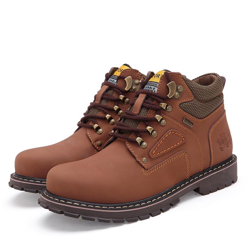 Large size 2025 cotton shoes British retro locomotive boots men's leather Martin boots outdoor tooling high-top men