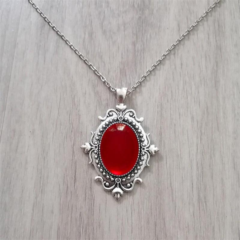 Vintage Grøn Kvarts Krystal Halskæde Imitation af Gammel Metal Halskæde Til Kvinder Vampire Præget Heks Smykke Accessories