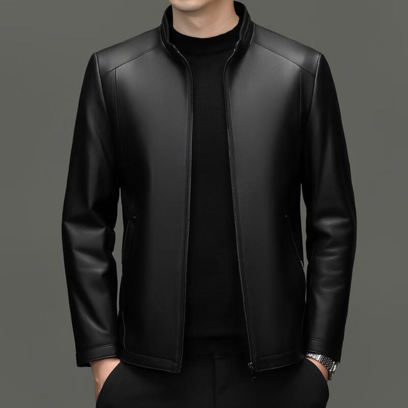 Yiliteng Men's Stand-Collar Business Casual Leather Jacket YTMMRXF2802