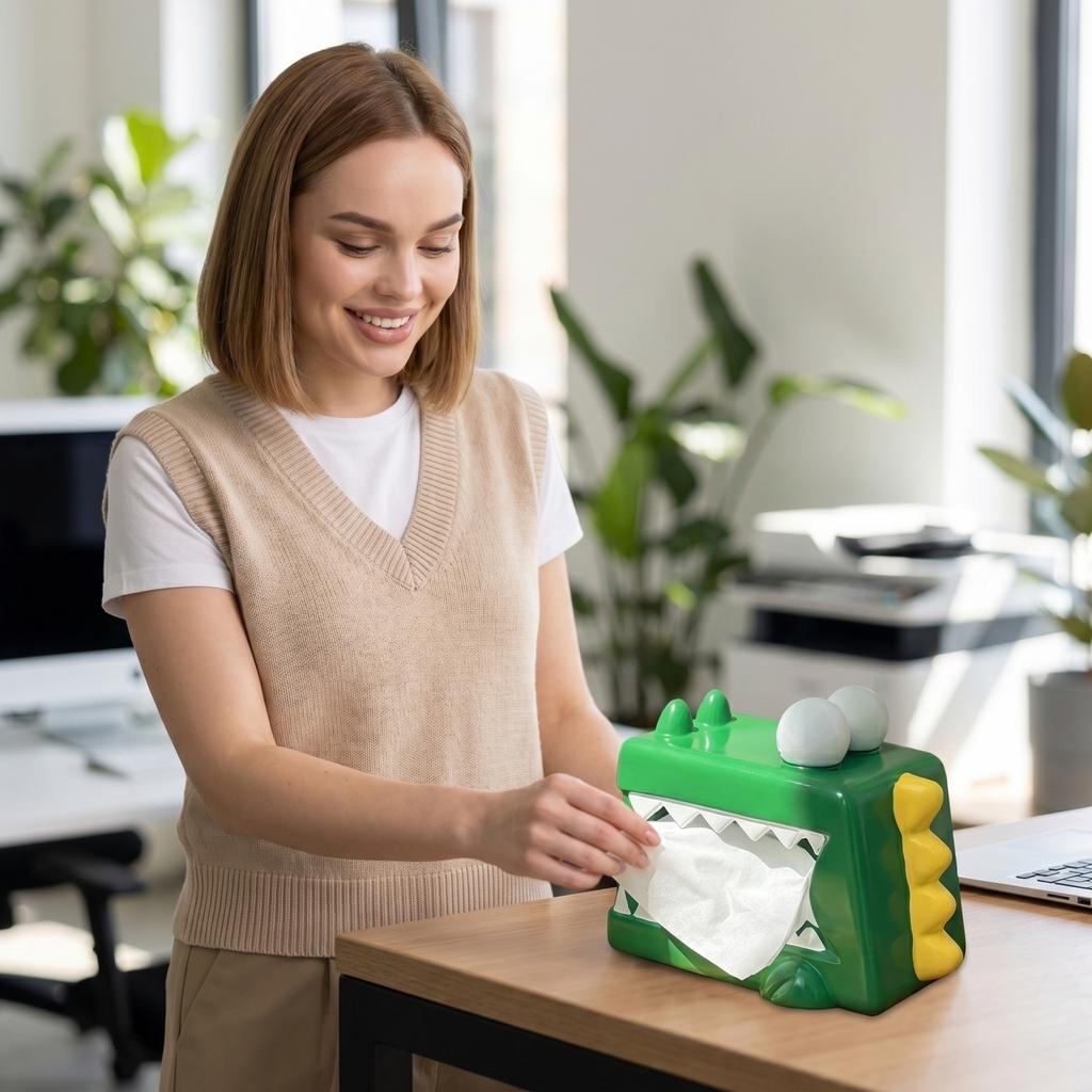 Creative Crocodile Tissue Box Holder Decorative Desktop Ornament for Home Office Living Room Unique Animal Design