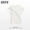 Womens Abstract Line Rhinestone Short Sleeve T Shirt