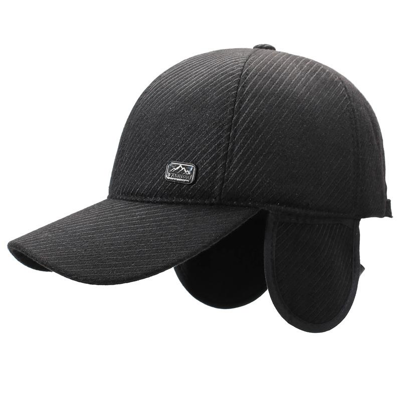 Chapeau Homme Automne Hiver Bonnet Chaud Casquette de Baseball Âge Moyen Extérieur Velours Épais Coton