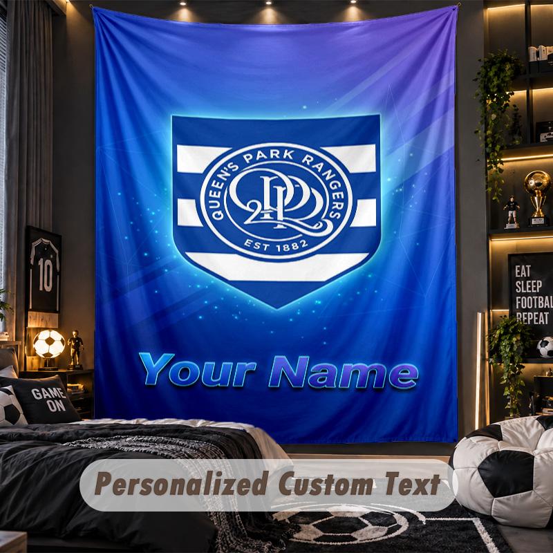 TapestryQueens Park Rangers FC Custom Name Text Personalized Wall Hanging Tapestry Home Wall Decor