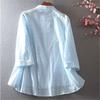Women's Spring and Summer Artistic Fresh Lace Embroidered Shirt, Front Short, Rear Long, V-neck Pure Cotton Top