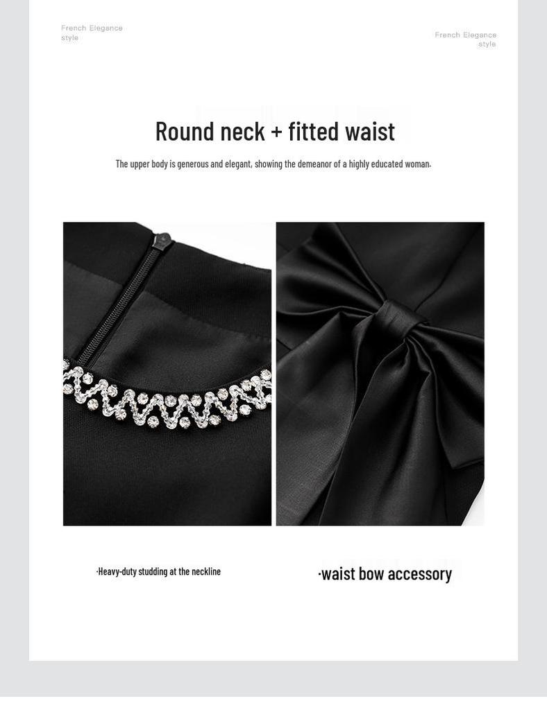 Rochie Bodycon cu Fundă de Toamnă cu Strasuri pentru Strângere în Talie