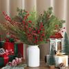 30 Pcs 16 Inch Artificial Christmas Pine Branches with Berries & Pinecones for Tree, Vase, Wreath, Garland DIY