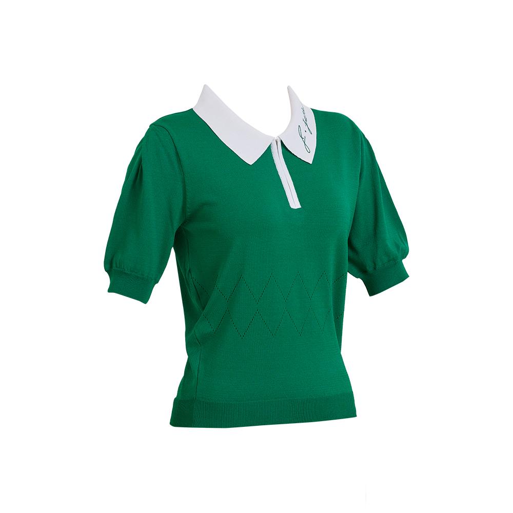J.JANE Vivid Color Short Sleeve Knit (Green)