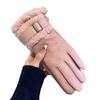 Gloves for Women in Winter Thickened with Velvet  Warm for Outdoor Cycling  Windproof and Cold Proof  Touch Screen Lamb Plush Five Finger