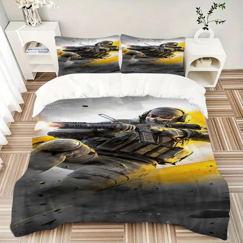 3pcs Target Neutralized: Tactical Soldier Gaming Bedding Set-Perfect for Bedroom, Guest Room, Living Room, Hotel Decor | Ideal Gift for Fans