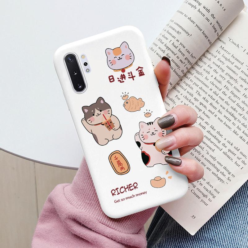 For Samsung Galaxy Note 10 Note10 Plus Cover Cute Cartoons Heart Cat Soft TPU Shockproof Phone Case For Samsung Note 10 Fundas