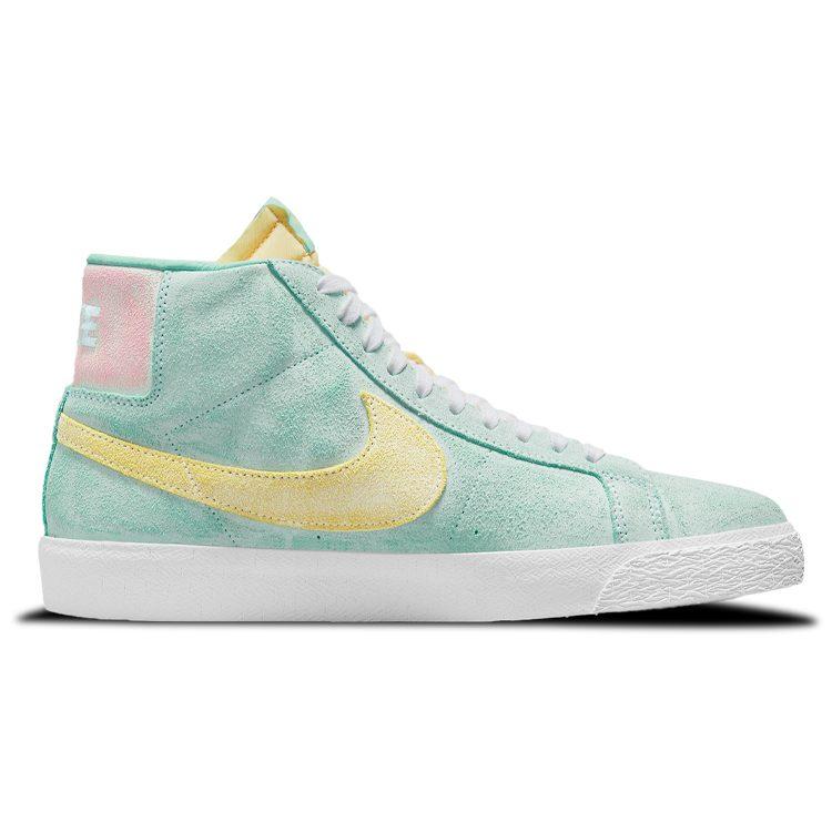 Nike SB Blazer Comfortable Mid Top Skateboard Shoes Unisex Green Yellow Pink DA1839-300