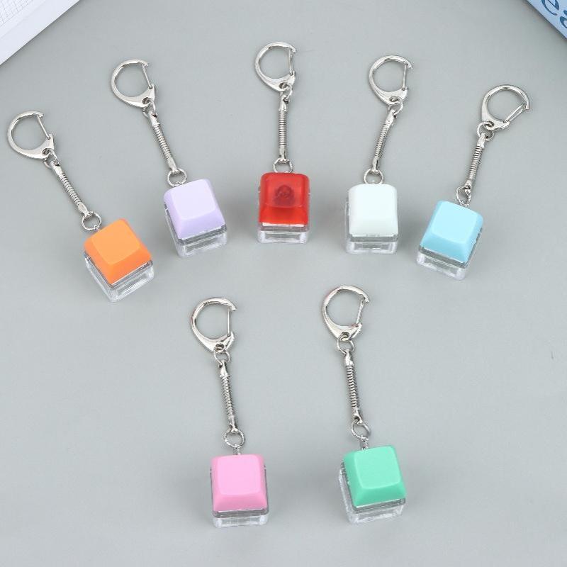 Mini Mechanical Keyboard Fidget Keychain Stress Relief Clicker Toy Portable Finger Press Sensory Toy Keyring Bag Pendant Decor