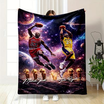 Basketball Legends Galaxy Design Blanket Flannel Blanket for Bedroom, Living Room, Sofa, and Nap Sofas.