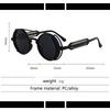 New Steampunk Sunglasses Men Women Round Red Lens Punk Gothic Style UV400 Shades Black Frame