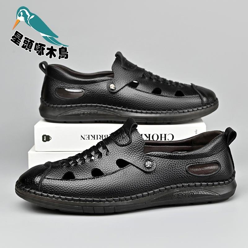 

Roman sandals sewn household jacket foot leather sandals men s tide summer 2025 new men s leather shoes 44