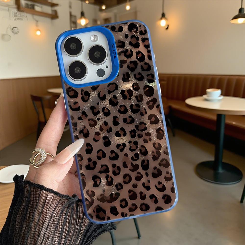 Leopard Print Shockproof Phone Case for Iphone 16 15 14 13 12 11 Pro Max/Mini Anti-Scratch Premium Hard Cover