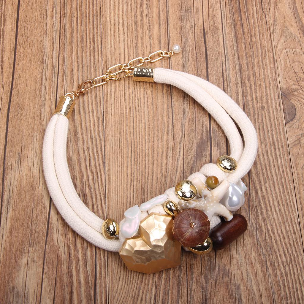 Colar statement com Design de Contas e Estrela-do-mar para Mulheres Joias da Moda para Casamento e Festa