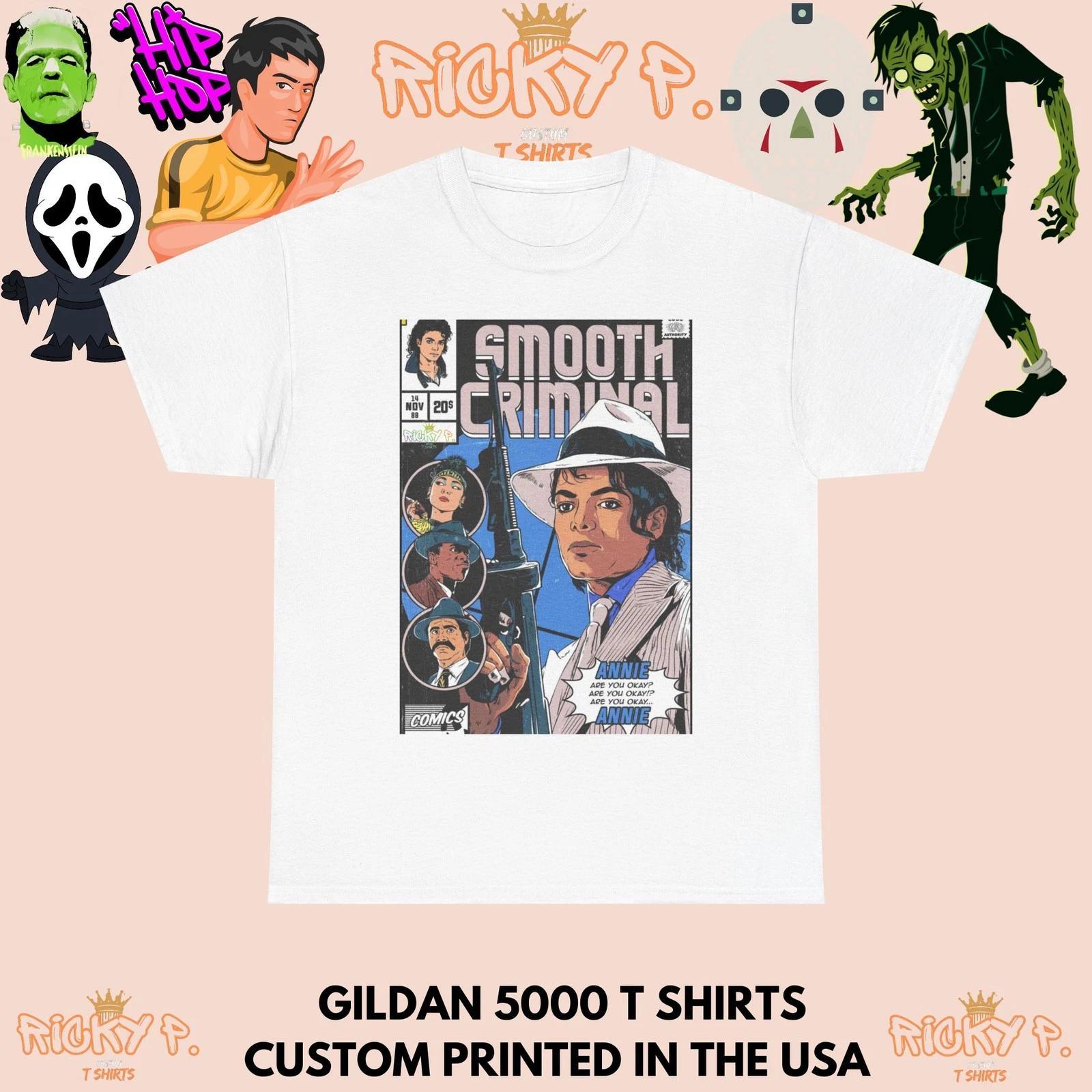 Michael Jackson Smooth Criminal Comic 100% Cotton T-shirt Mens Tees Top Unisex Heavy Cotton Tee 3XL