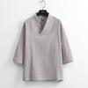 Mens Chinese Style Loose Cotton Linen Two Piece Set V Neck T Shirt Long Pants