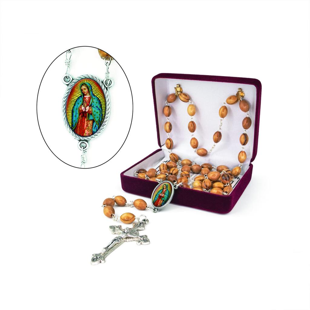 TREE OF LIFE REV. 22:14 Israeli Wooden Catholic Rosary Necklace, Olive Wood Rosary Beads, Icon Portrait & Crucifix Pendant, Confirmation and
