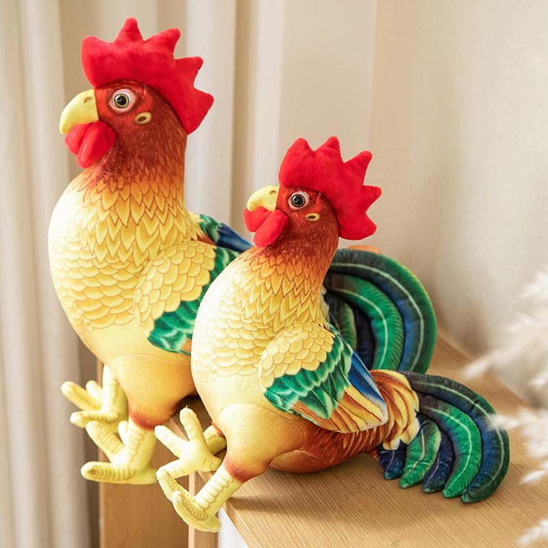 34/44cm Simulation Rooster Plush Doll Pillow Red Standing Realistic Chicken Plush Toy Home Decoration Perfect Gift Suitable For Boys And Girls