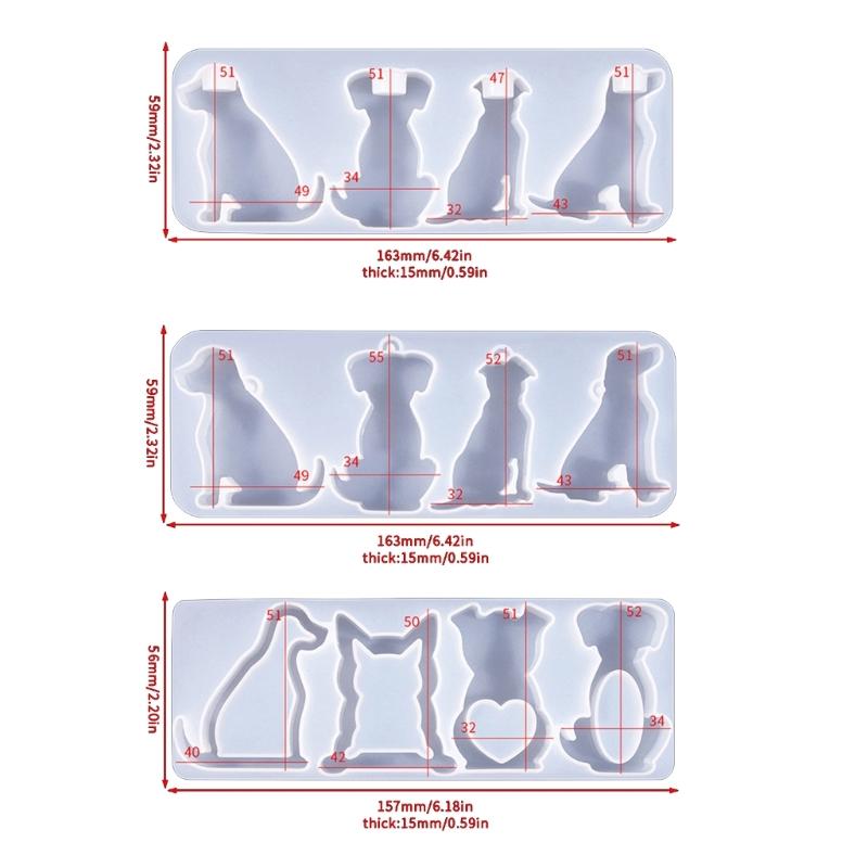 Silicone Mold Animal Dog Keychain Molds DIYs Crystal Earrings Pendant Mould Epoxy Resin Jewelry Making Mould Accessory