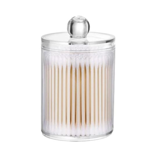 Storage Box Useful with Lid Easy To Refill Multi-purpose Cotton Swab Floss Jar Household Supplies