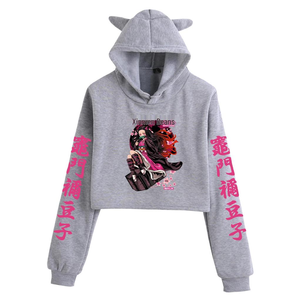 Demon Slayer Cat Ear Anime Hoodie for Women