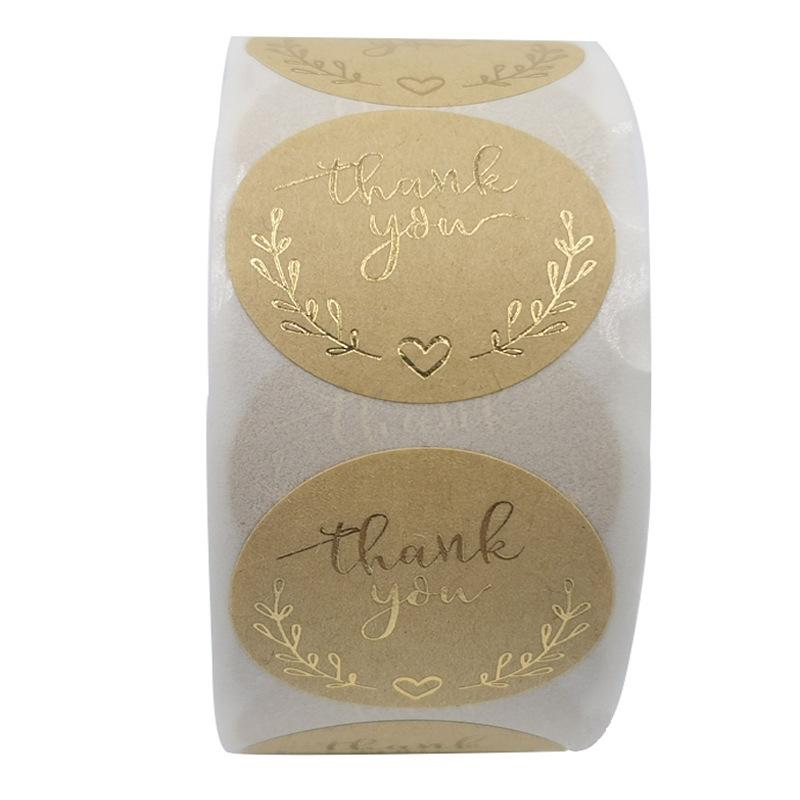 Hot Stamping Thank-you Stickers, Kraft Paper, Wheat Ear Patterns, Gift Packaging, Sealing Stickers, Adhesive Label Stickers