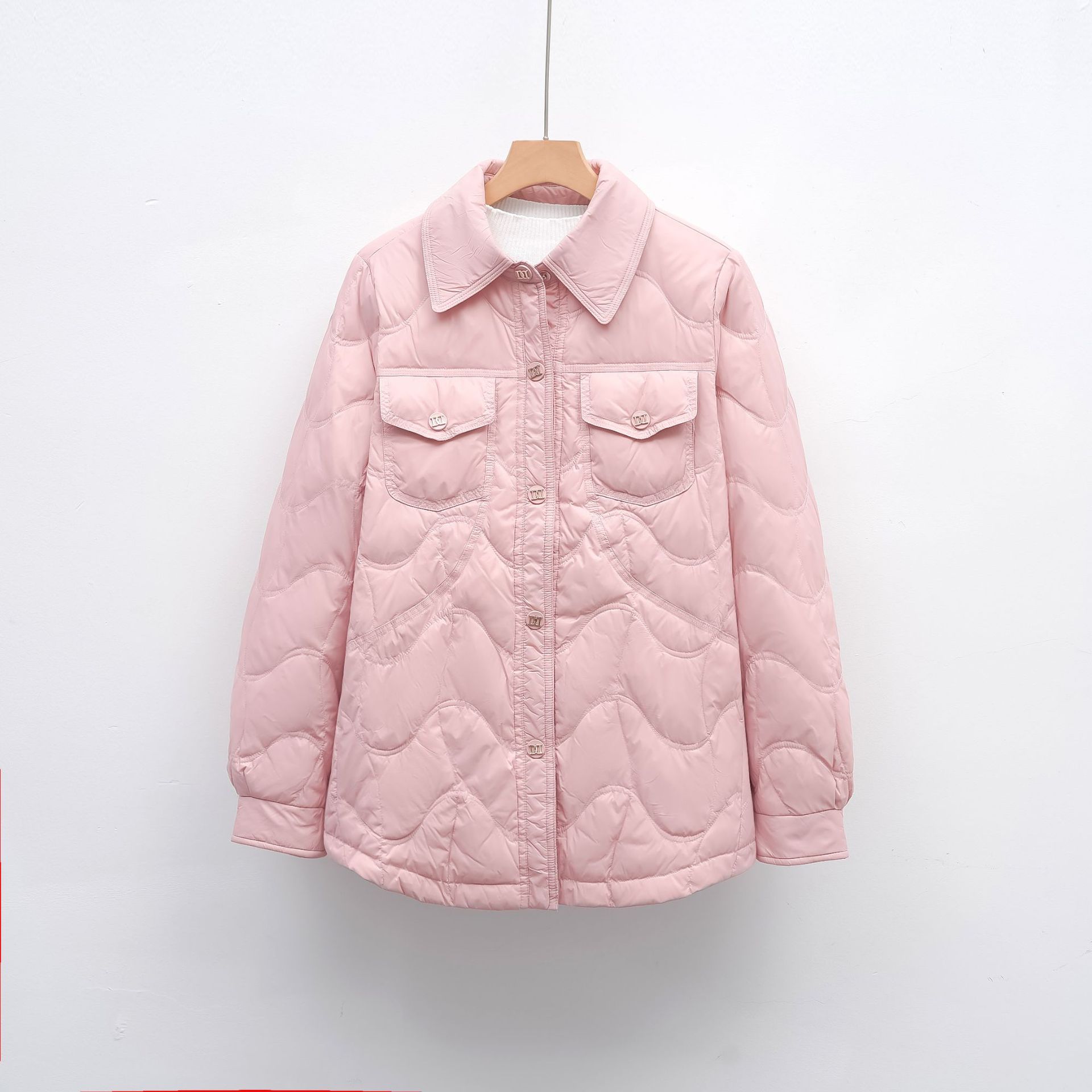 

Down jacket down shirt down jacket women s autumn and winter fashion new coat looks thin L рожевий