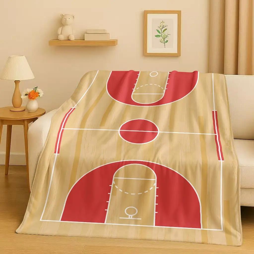 2026 New Basketball Court Art Flannel Blanket,Ultra Soft Warm Plush Throw for Home Bedroom Bed Sofa Cover Travel Camping Gift