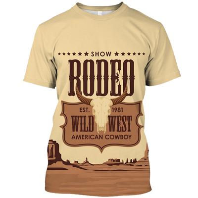 Fashion Cowboy T-shirt For Men Vintage 3d Print T Shirt Summer Pullover Oversized Short-sleeved American Streetwear Mens Tee Top