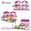 1018 Pcs City 1 Change 3 Summer Double-storey Villa House Slide Building Blocks Friends DIY Garden Christmas Birthday Gifts