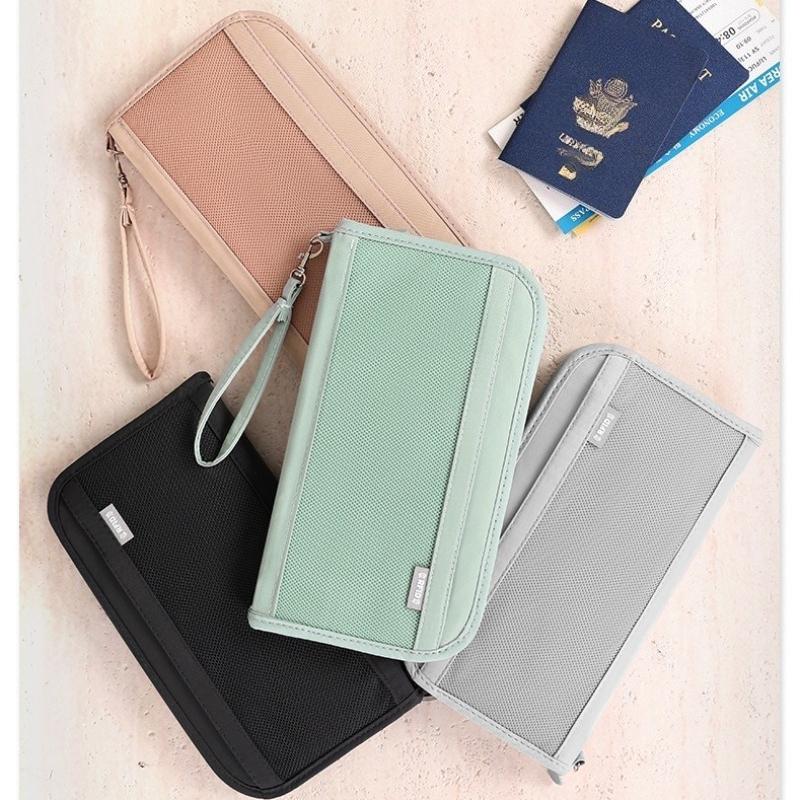 Passport Bag Documents Boarding Pass Card Bag RFID Portable Travel Oxford Cloth Storage Bag Multifunctional Passport Protective Cover Wallet