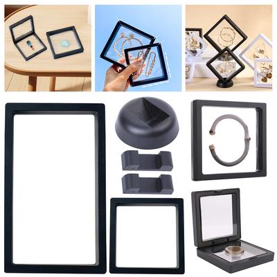 Acryl Schmuck Aufbewahrungsbox 3D Verpackungsetui Edelstein Freistehend Schwebender Rahmen Membran Ring Ohrringe Halskette Präsentationsständer