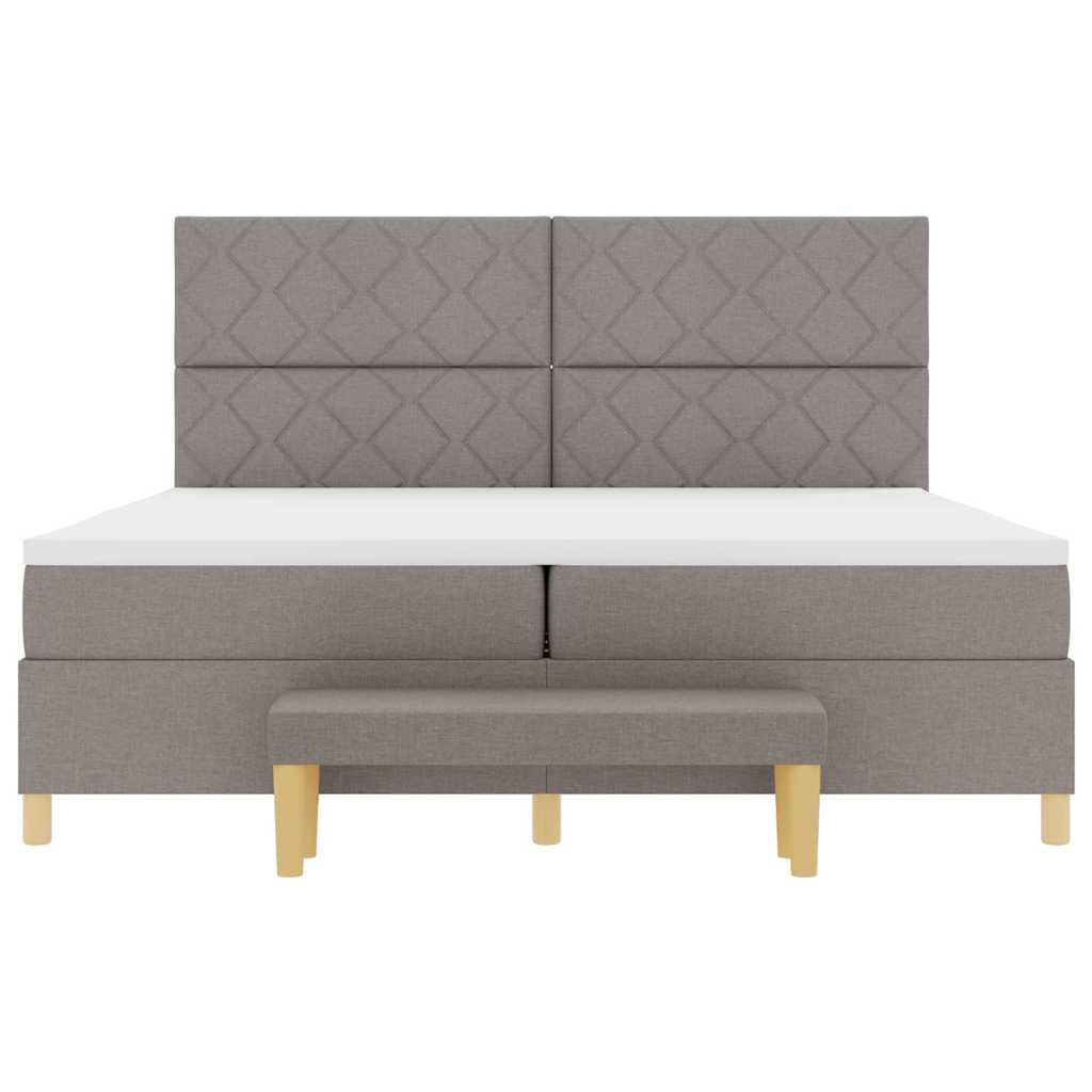Box Spring Bed with Pillows and Headboard Taupe 200 X 200 Cm Fabric