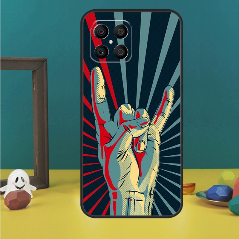 

Rock Roll Skull Case For Honor Magic 5 6 7 Lite Honor 200 Pro 50 70 90 Lite X9b X9a X8b X8a X8 X9 X9c Cover Honor 200