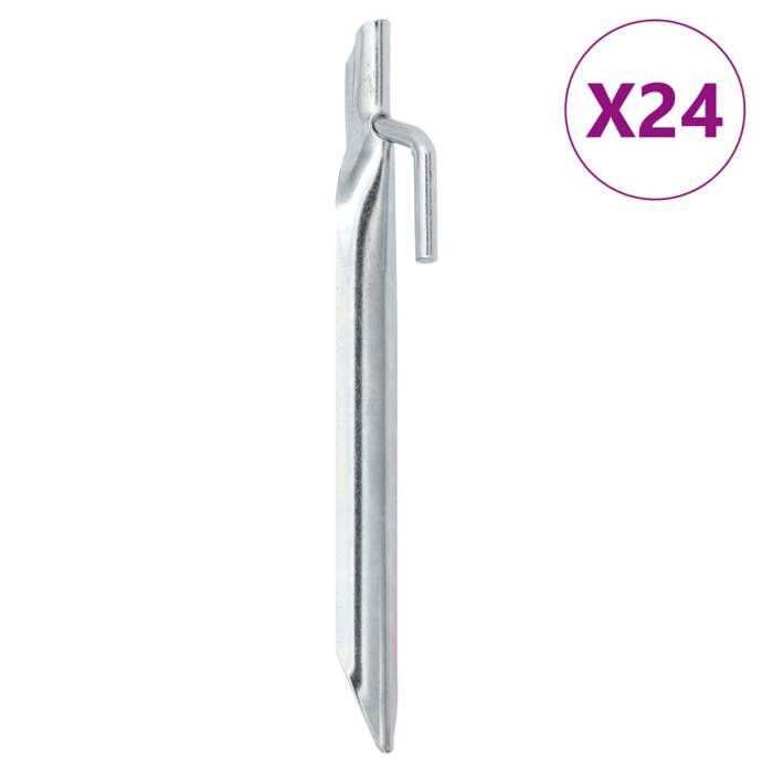 VidaXL Piquets de tente 24pcs en forme de V 17cm Ø20mm acier galvanisé, piquet de sol, ancrage au sol, piquet de camping 4009351