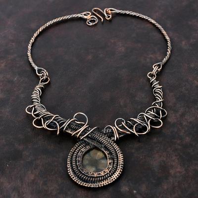 Chiastolite Necklace Copper Wire Wrapped Necklace Gemstone Jewelry Adjustable Necklace Handmade Copper Jewelry Gift For Women Dainty Jewelry