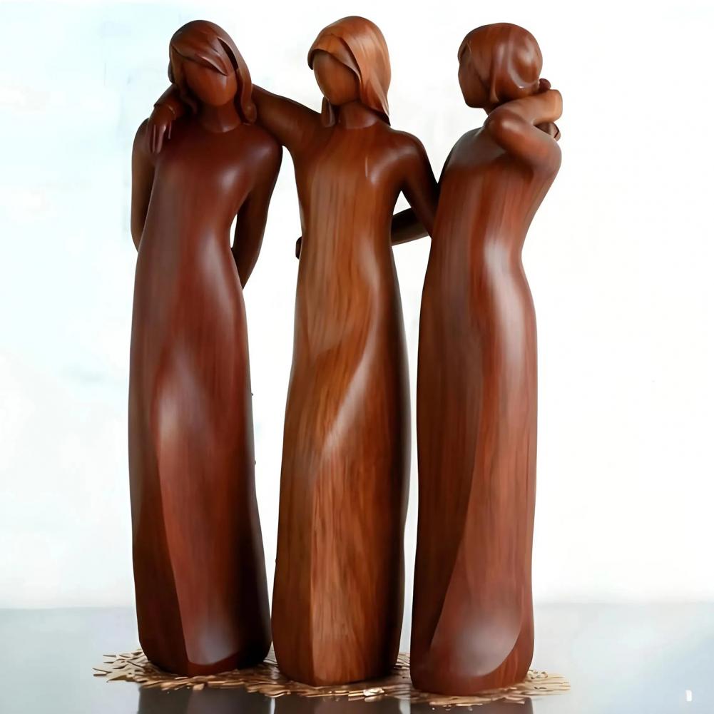 Sister Figurine Standing 2/3/4 Women Wooden Sculpture Friendship Gifts for Best Friends Women Desktop Ornament for Home Decor