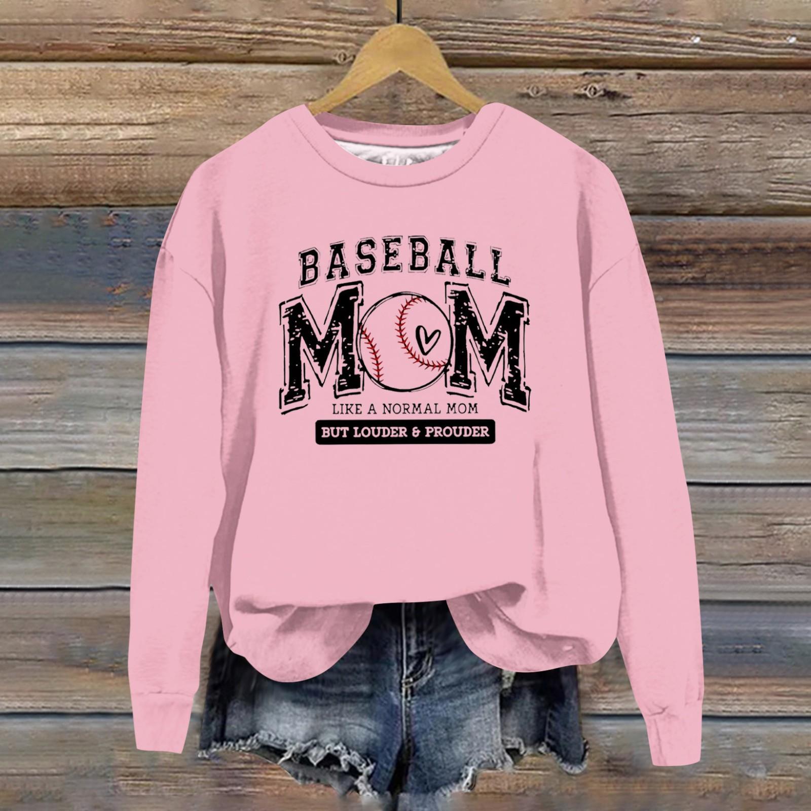 Женская повседневная удобная толстовка с круглым вырезом и длинным рукавом с принтом бейсбола S розовый 1746₽