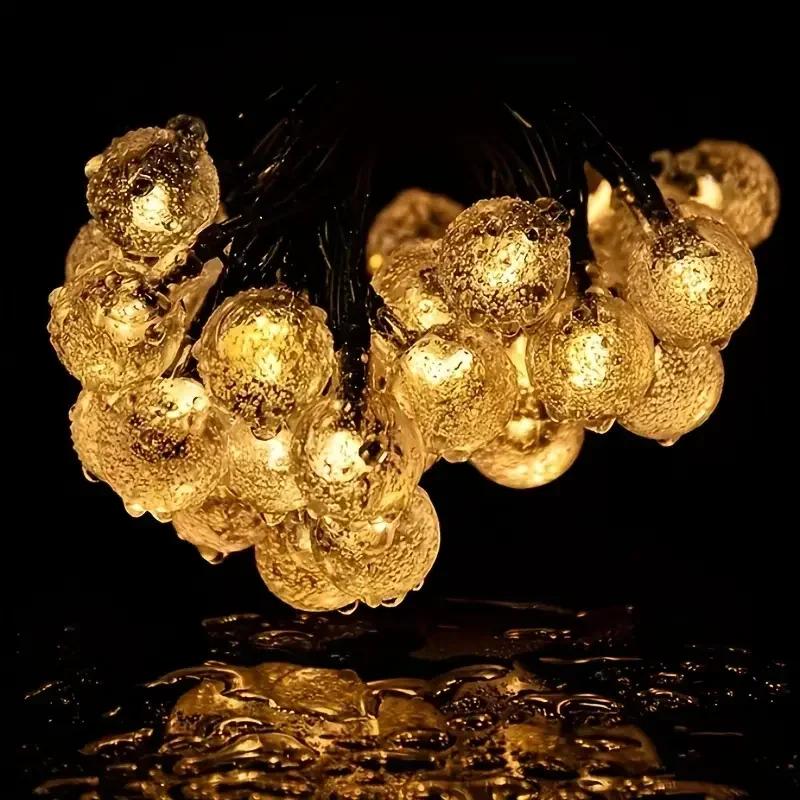 Solar Crystal Globe LED String Lights, 8 Modes IP65 Waterproof Fairy Garland, Solar Christmas Light for Garden Party Outdoor Decor