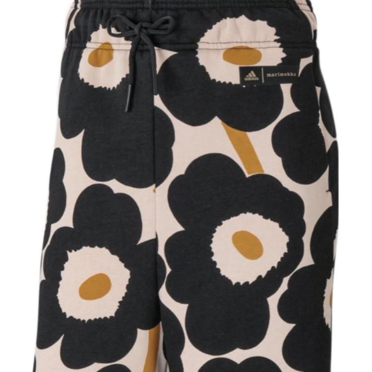 Adidas Floral Print Straight-Leg Casual Pants Women Bottoms Black H57322