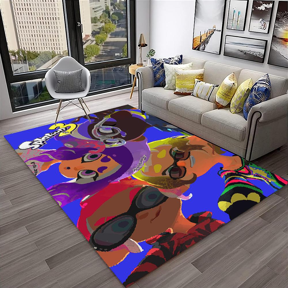 3D Games Splatoon3,PC Gamer Cartoon Carpet Rug for Home Living Room Bedroom Sofa Doormat Decor,kids Area Rug Non-slip Floor Mat